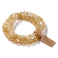 Three-piece yellow gemstone bead bracelet set with natural golden crystal texture - 19cm 3-Piece Set - Gold Rutilated Quartz