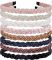Set of 8 colorful beaded twisted headbands including pink, silver, and gold variants - 8-Piece Set 4#
