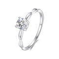Classic S925 sterling silver four-prong ring with sparkling moissanite and twisted band - Fdjz-323-0.5ct Moissanite (d Color)