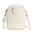 Minimalistische weiße Leder-Handytasche mit verstellbarem Riemen und Metallbeschlägen - Weiß
