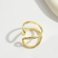Minimalistischer doppellagiger goldener offener Ring mit funkelndem Edelsteinbesatz - Linearer Stil(JZ0507)