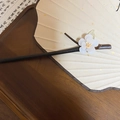Classic wooden hair pin with white jade flower and green leaves for Hanfu style - 45# Hairpin - White