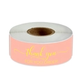 Pink round thank you for your order stickers roll with gold foil lettering for gifts - Round / Gold Foil Pink Round (C)