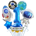 Dettaglio set palloncini spazio con astronauta, razzo e terra per decorazione festa - Set Tema Spaziale - Numero 1