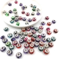 Colorful resin large hole beads with heart and LOVE patterns for DIY jewelry making - Mixed 10 Heart Shape Beads