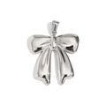 Polished silver bow pendant with metallic luster for DIY jewelry making and necklaces - Bow Pendant - Steel Color