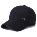 Berretto da baseball maschile in lana blu navy con paraorecchie e stemma montano - Regolabile / Blu navy