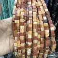 Perles en pierre naturelle carrées aux tons brun et beige pour bijoux DIY - 4x4mm (Environ 38cm Fil) / Jaspe