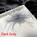 Elegant dark grey ostrich feather brooch hair clip for party and banquet accessories - Gray
