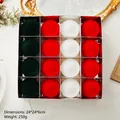 16-pack 6cm flocked velvet Christmas balls in green red and white for tree decor - 16 Pieces Pack / Green Red White