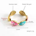 Detailansicht der 18K vergoldeten Evil Eye Ringe mit bunter Emaille und 2,2g Gewicht - Mehrfarbiger Böser Blick Stil (ZR458G)