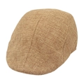 Classic tan British style flat cap with premium woven texture on white background - One Size(Adjustable) / Khaki