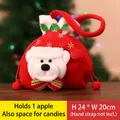 Christmas gift bag with 3D bear design, red velvet fabric for apples and candy - White Rim Bear