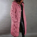 Close-up of pink cable-knit cardigan showing thick wool texture and large buttons - 3XL / Tops / Dusty Pink