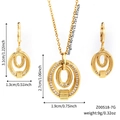 Detailed view of gold jewelry set with micro-pave oval pendants and full size specifications - Gold Style (Z00518-7G)