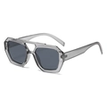 Fashion geometric oversized sunglasses with transparent grey frame and dark lenses - Transparent Grey Grey Lens