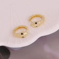 Orecchini a serpente in oro 18K con zirconi neri e texture a scaglie dettagliata - 3# Nero (Occhi)