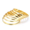 Set of seven gold plated titanium steel bangles with textured wavy surface and heart patterns - Heart Embossed Gold Set (KB129802-LO)