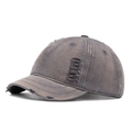 Vintage washed dark grey baseball cap with distressed details and short brim - Gray