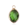 Close-up of green marquise glass stone pendant with golden metal frame for DIY jewelry - Gold - August
