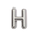Detailed view of a mirror polished silver 3D hollow letter H pendant with balloon effect - Letter H / Mirror Silver