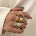 Minimalist gold and silver rings with irregular lava texture shown on fingers - Lava Liquid Metal Texture (TJZ286)