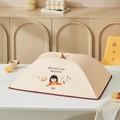Couvre-plats pliable isotherme crème avec bordure rouge et motifs de dessin animé - 50x70cm / Rectangulaire/Fille de Dessin Animé