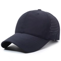 Navy blue breathable mesh baseball cap with laser-cut holes and quick-dry fabric - Navy Blue / Adjustable