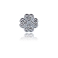 Silver alloy four-leaf clover charm with shimmering rhinestones for DIY pet collars - 10mm / Rhinestone Four-leaf Clover