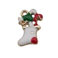 Ciondolo calza di Natale smaltato rosso e verde per creazione gioielli fai da te - Calza Natalizia Bianca (12530) / 1 Pezzo (10x19mm) / Bianco