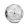 Silver bead charm with white enamel star patterns for personalized charm bracelets - 049-Stopper (Silver White Star Enamel)