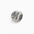 Minimalist silver finish titanium steel ring with wave texture and liquid metal design - US 7 / Silver