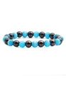 Beaded bracelet featuring black polished hematite and matte sky blue tiger eye stones - Lake Blue Cat Eye
