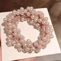 Bracciale elastico con perle rosa ed elegante design di perline con cordino elasticizzato - Filo Rosa Perla Bianca