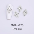 Detailed view of rhombic nail charm with crystal stone, sized 9x14mm in silver base - Silver Base White Stone(A175)