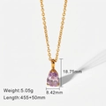 18K gold plated stainless steel necklace with pear-shaped purple zircon pendant - Purple Water Drop Pendant (JDN20777-6)