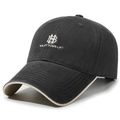 Vintage black washed cotton baseball cap with ivory Enjoy Your Life embroidery - One Size(Adjustable) / Dark Gray