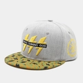 Graue Snapback-Cap mit Blitz-Stickerei und buntem Leopardenmuster-Schirm - Verstellbar / Grau