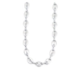 Dettaglio della collana in acciaio inossidabile argento con maglie a naso di maiale - Collana / Argento