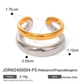 Anello aperto bicolore in oro 18 carati e acciaio inossidabile con misure precise - Anello / JDRW2406004-PS / Bicolore Oro e Argento
