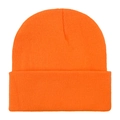 Vibrant orange ribbed knit beanie for men and women, warm winter skull cap style - One Size / Orange