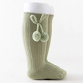 Calze al ginocchio per neonati verde chiaro con nastri e pompon decorativi - S (0-12 Mesi) / Verde