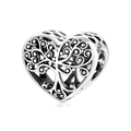 S925 sterling zilveren hartbedel met opengewerkt Tree of Life ontwerp voor armbanden - Hart Hol Levensboom