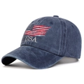 Vintage gewaschene blaue Baumwoll-Baseballkappe mit USA-Flaggen-Stickerei für Herren - Verstellbar / Gewaschenes Navy