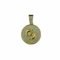 Gold plated Gemini zodiac round pendant with pavé crystals on Cuban chain - Gemini (Pendant Only) / Gold