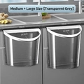 Set of two wall-mounted kitchen trash cans in transparent grey, medium and large sizes - Medium + Large Combination / Gray