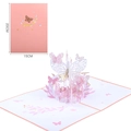 3D pop-up greeting card with pink butterfly theme and laser-cut hollow floral design - Butterfly Dance (Pink)