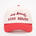 Cappellino da baseball retrò con ricamo Stay Rowdy in colori crema e rosso - Taglia unica / Bianco Sporco Spliced Rosso