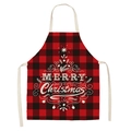 Red and black plaid Christmas apron with white Merry Christmas lettering and ties - A28-Red Black Plaid Merry Christmas Text