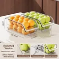 Transparent plastic fridge storage box with wheels for kitchen organization medium set - Medium Wheels Thickened - 2 Pack / Clear White